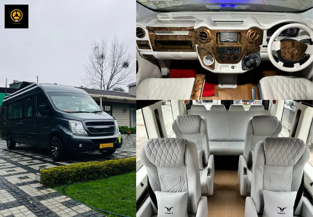 Urbania Tempo Traveller seating options in Chandigarh with spacious interior and modern design